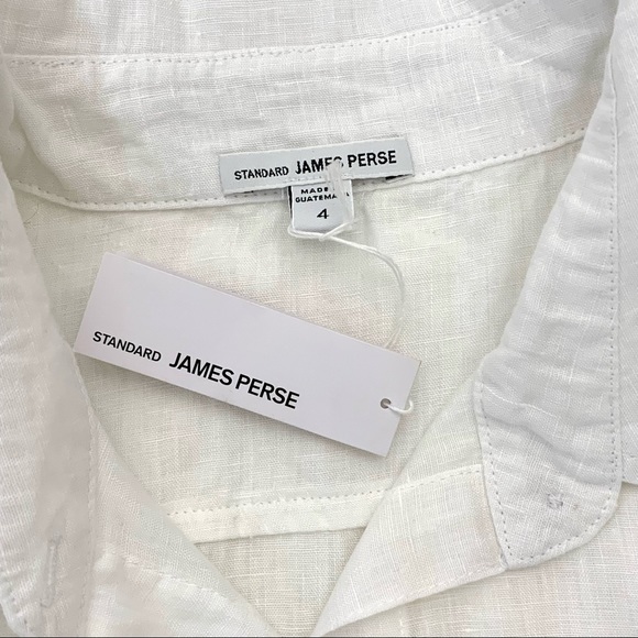 JAMES PERSE Casual Linen White Shirt SIZE 4 NWT - Picture 10 of 13